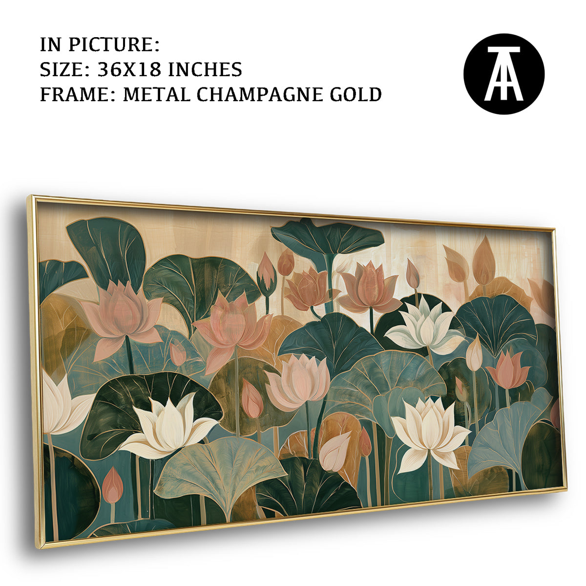 Artwork in Metal Champagne Gold Frame