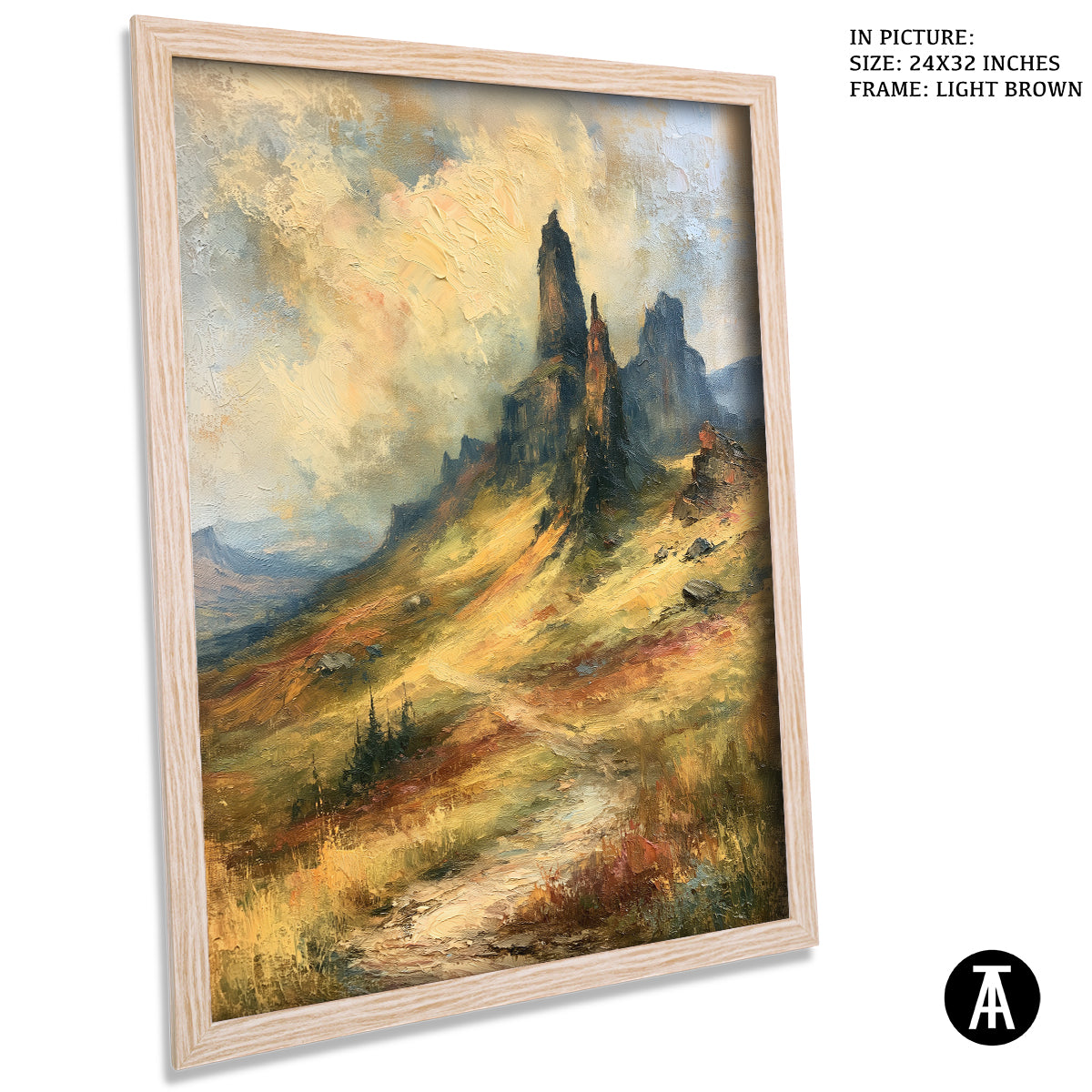 Artwork in Light Brown Frame