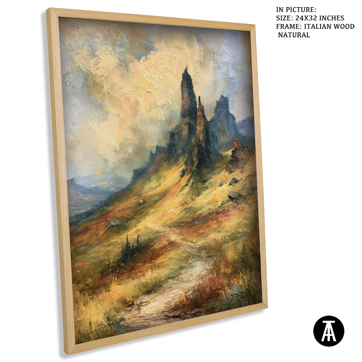 Artwork in Natural Wood Frame