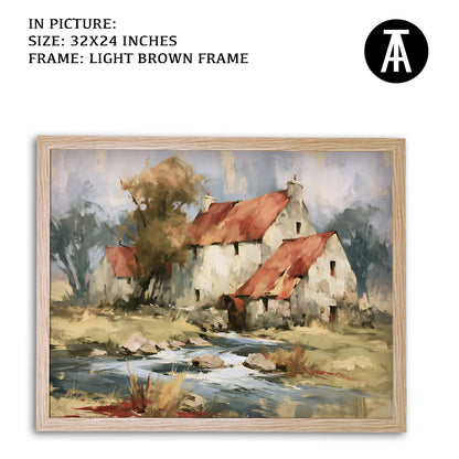 Artwork in Light Brown Frame
