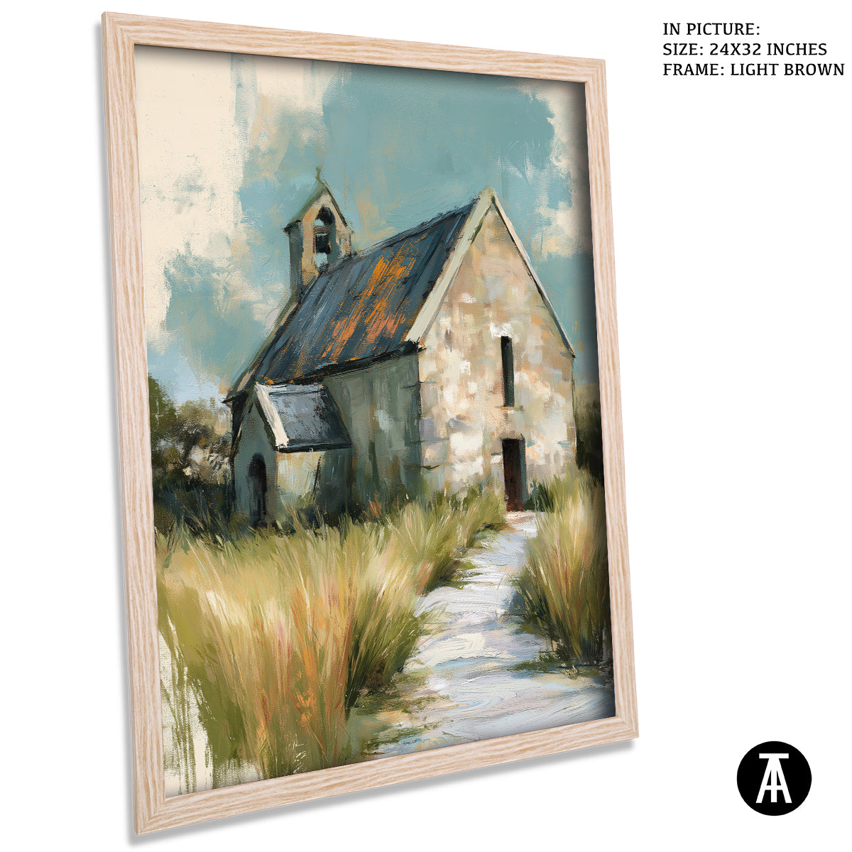 Artwork in Light Brown Frame