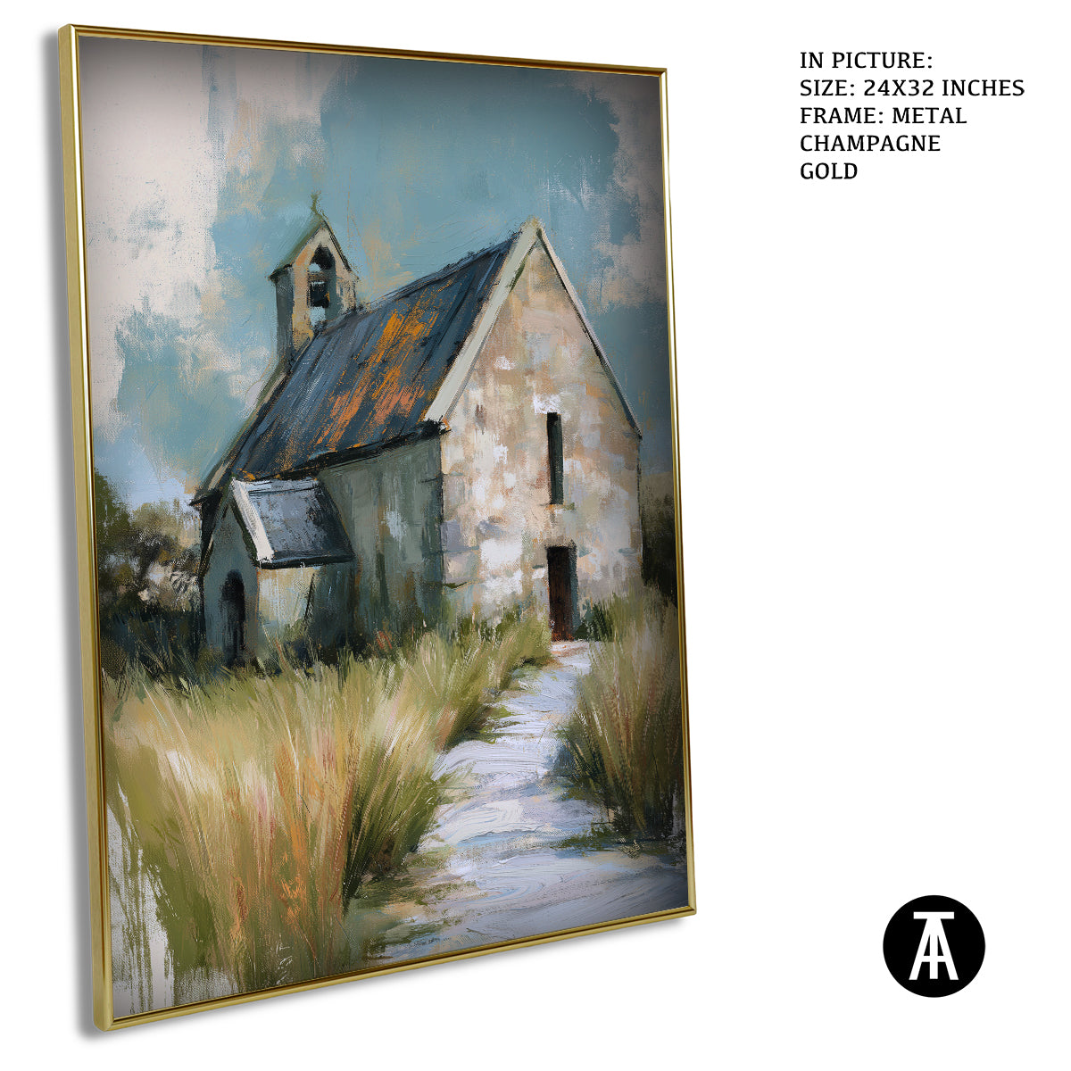 Artwork in Metal Champagne Gold Frame