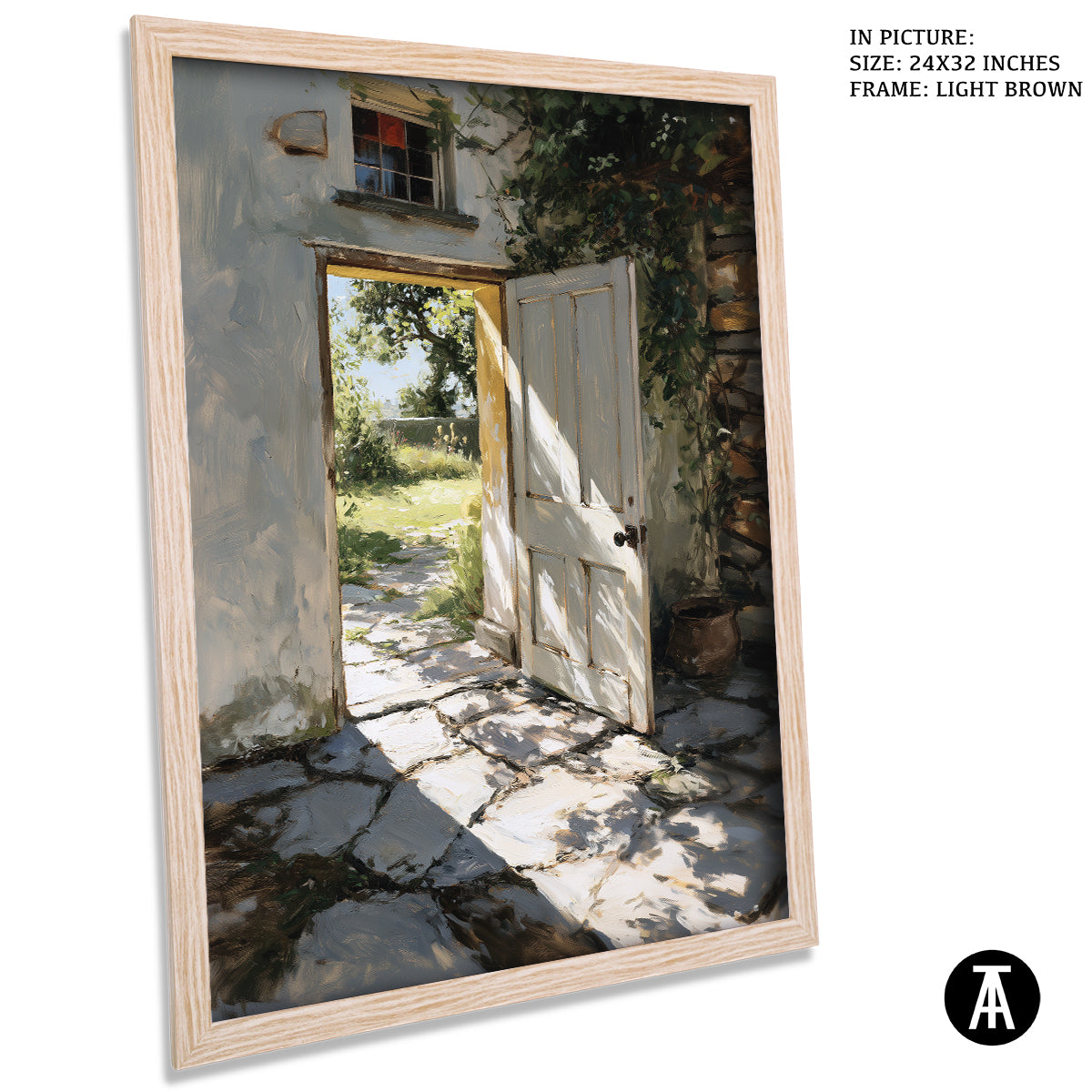Artwork in Light Brown Frame