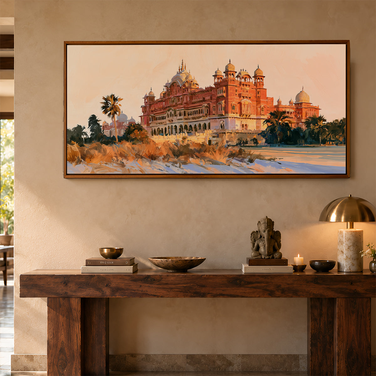 Panoramic Indian Painting in a Lifestyle Setting