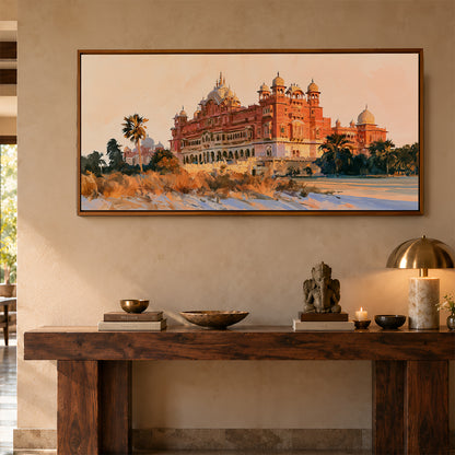 Panoramic Indian Painting in a Lifestyle Setting