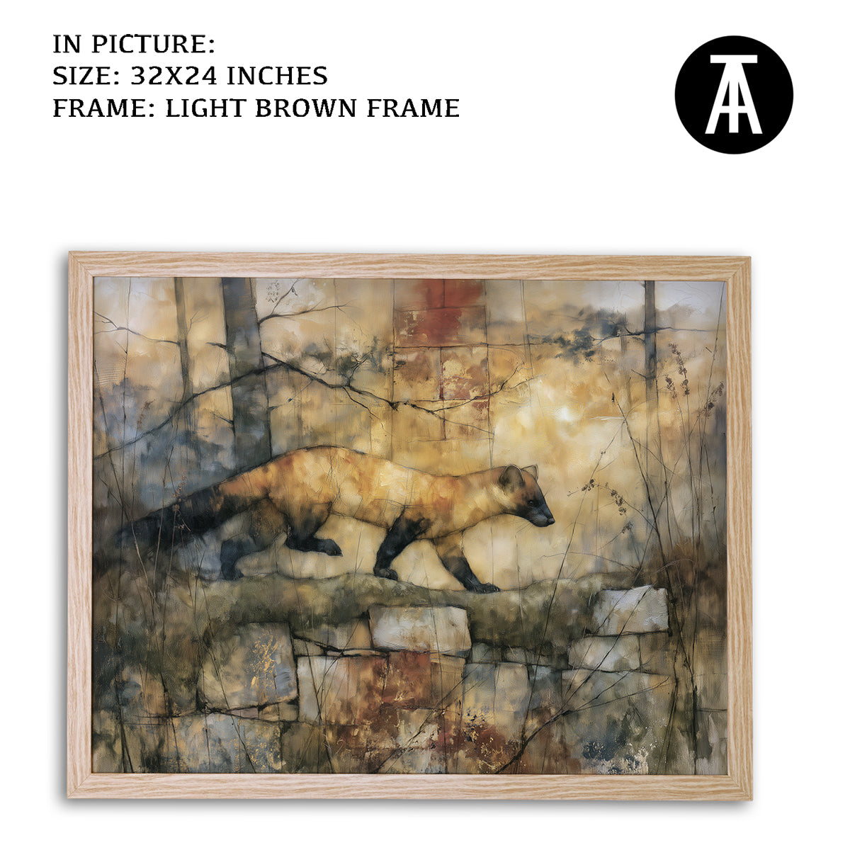 Artwork in Light Brown Frame