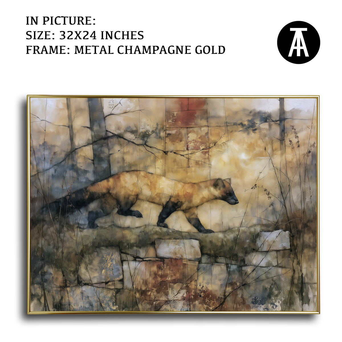 Artwork in Metal Champagne Gold Frame