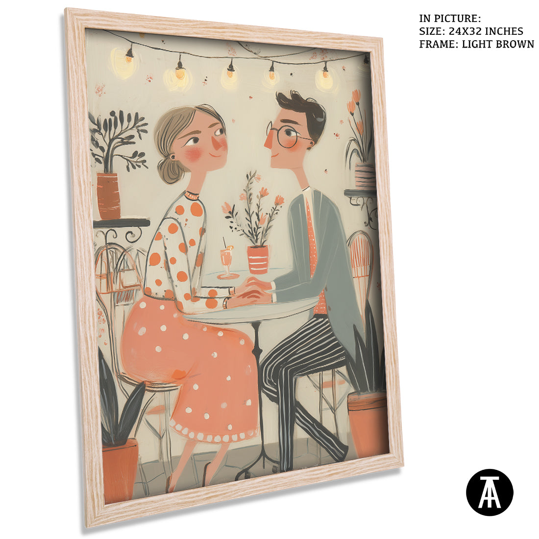 Sample Artwork in Light Brown Frame