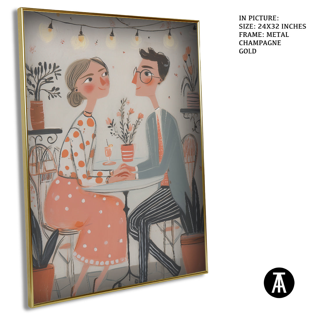 Sample Artwork in Champagne gold Metal Frame