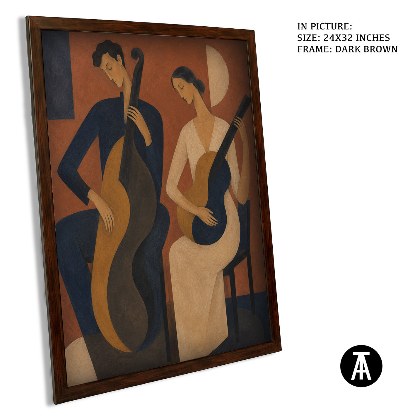 Artwork in Dark Brown Frame