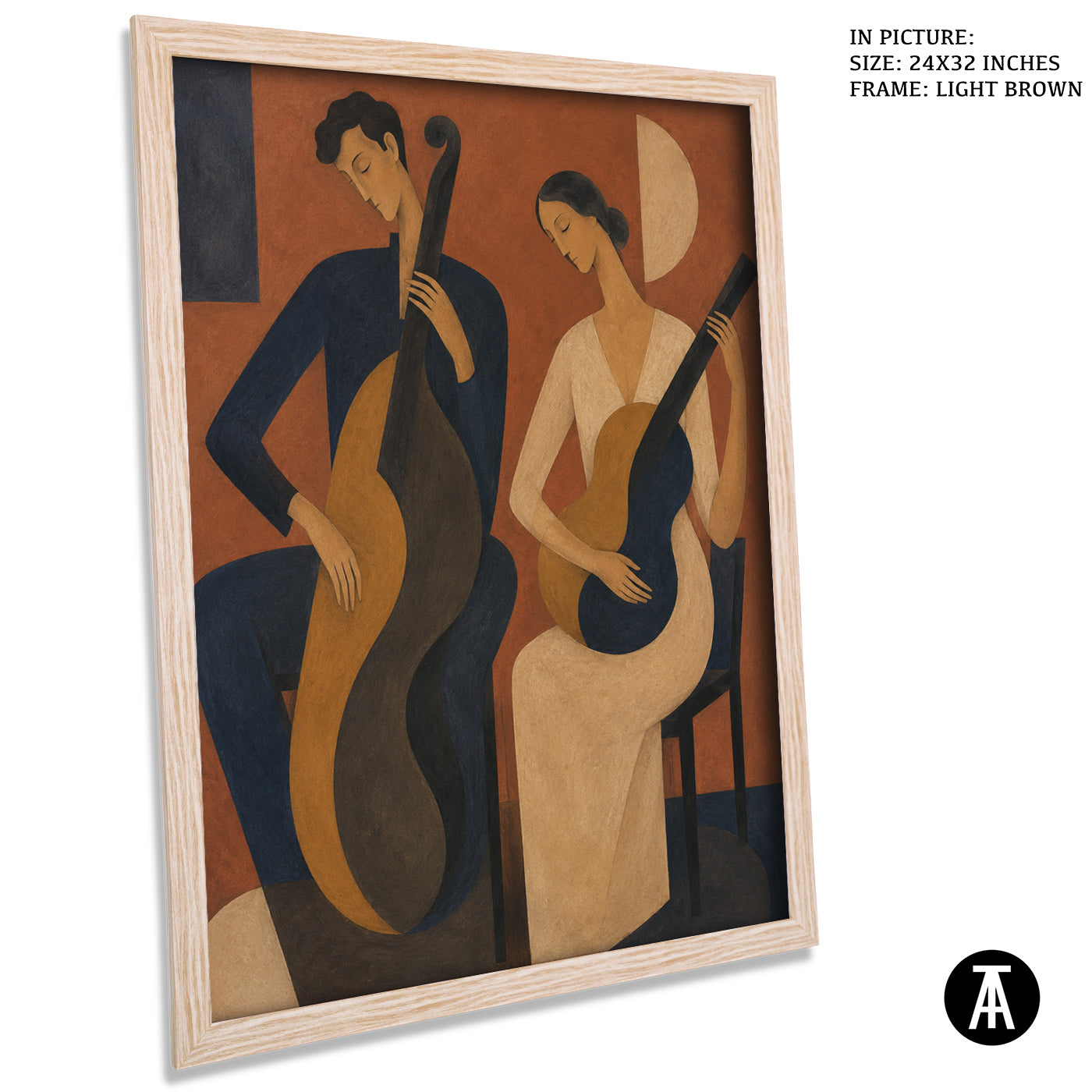 Artwork in Light Brown Frame