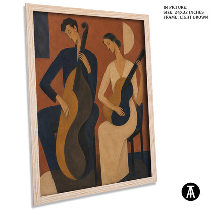 Artwork in Light Brown Frame