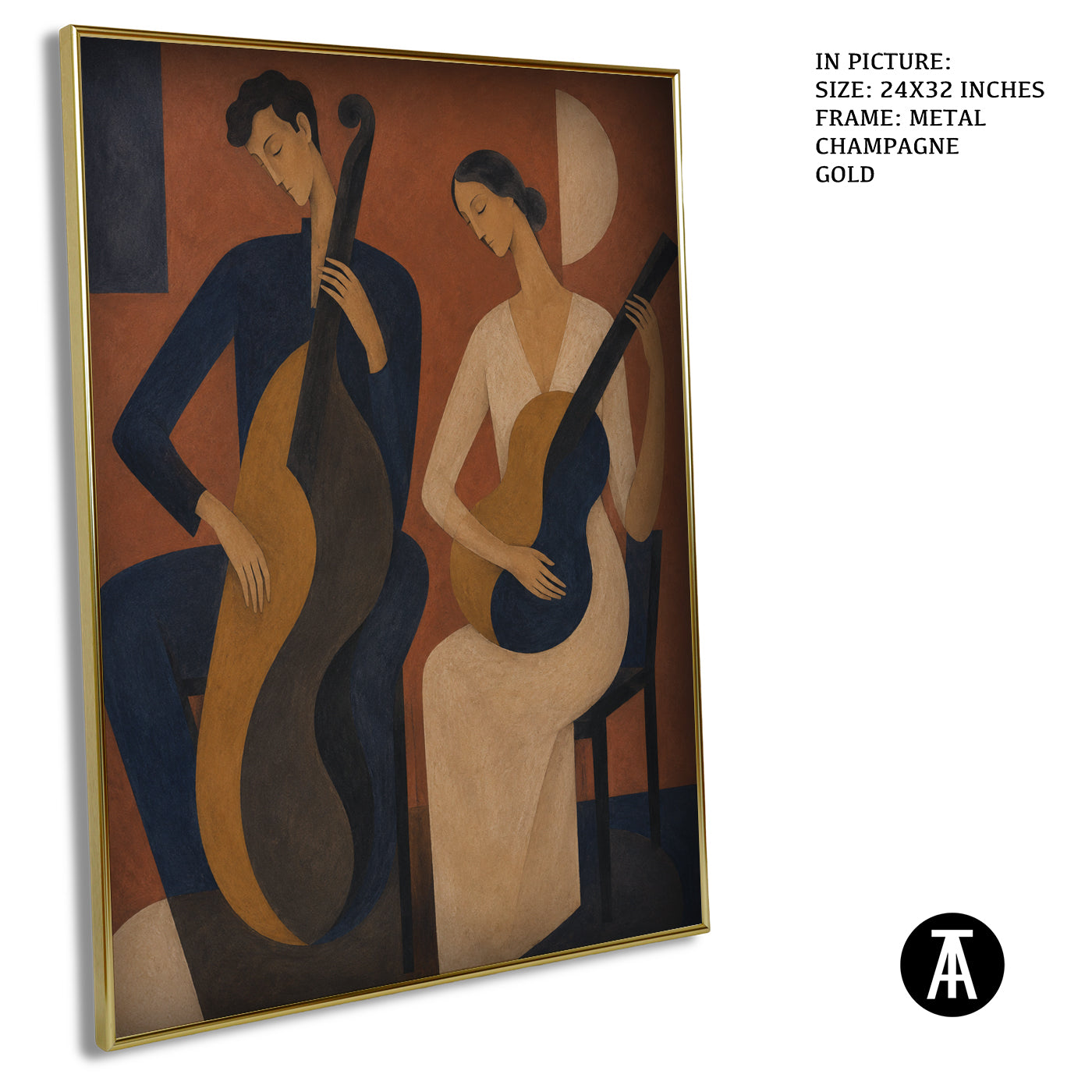 Artwork in Metal Champagne Gold Frame