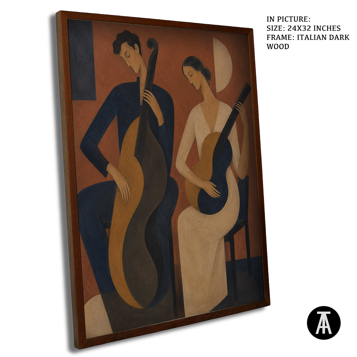 Artwork in Dark Wood Frame