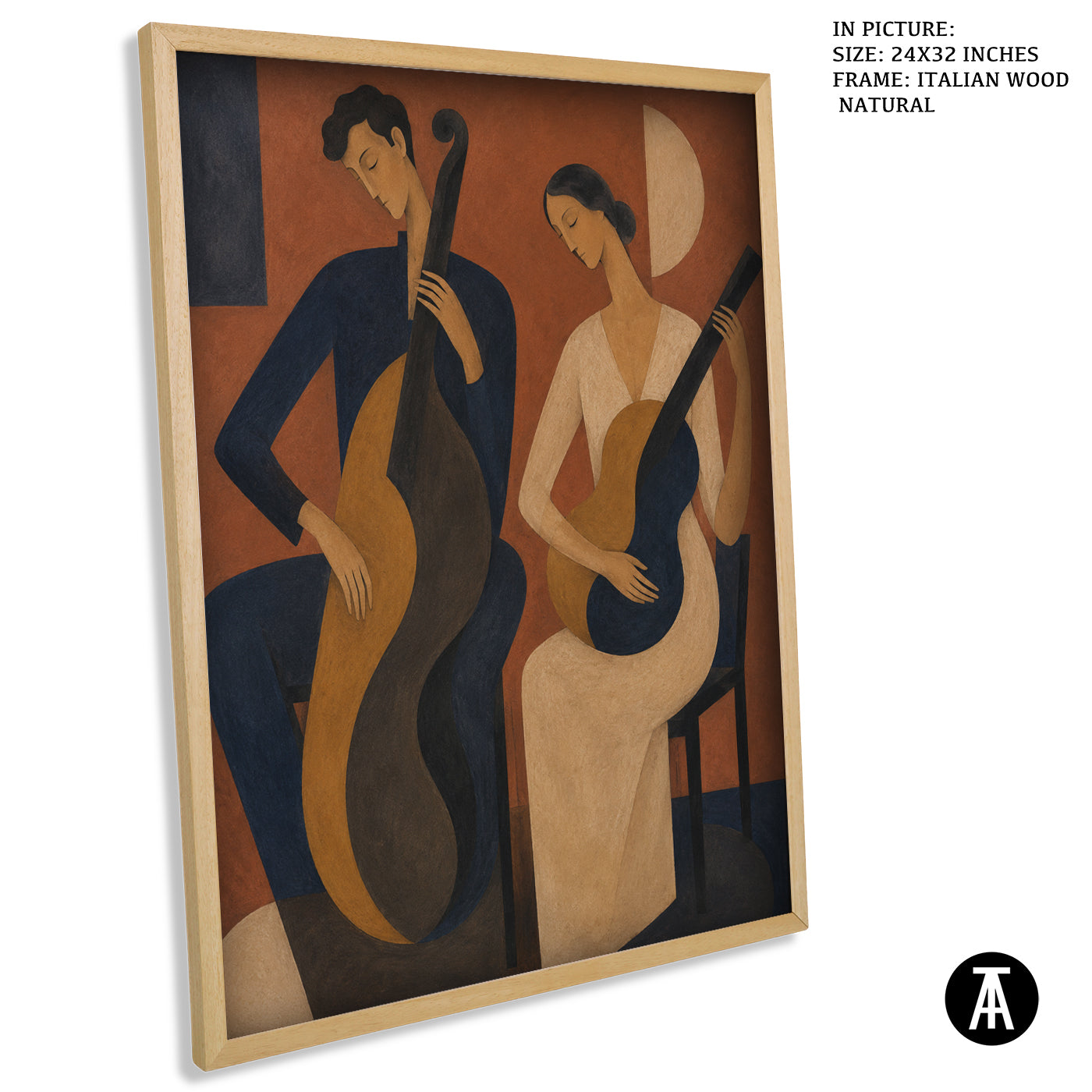Artwork in Natural Wood Frame