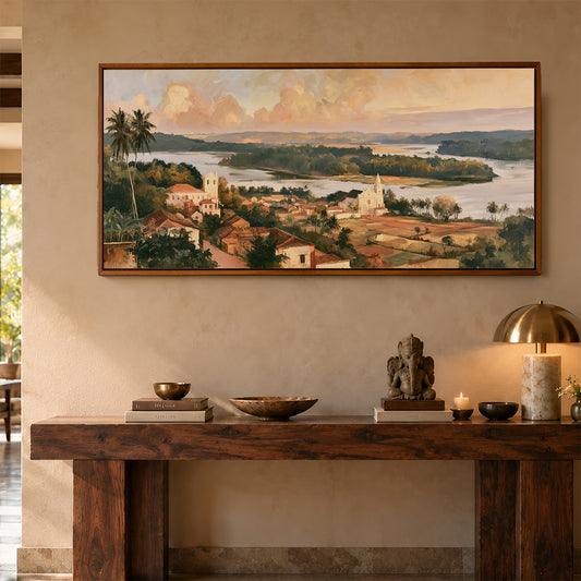 Panoramic Indian Painting in a Lifestyle Setting