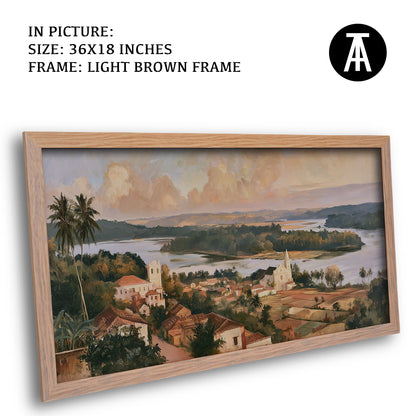 Artwork in Light Brown Frame