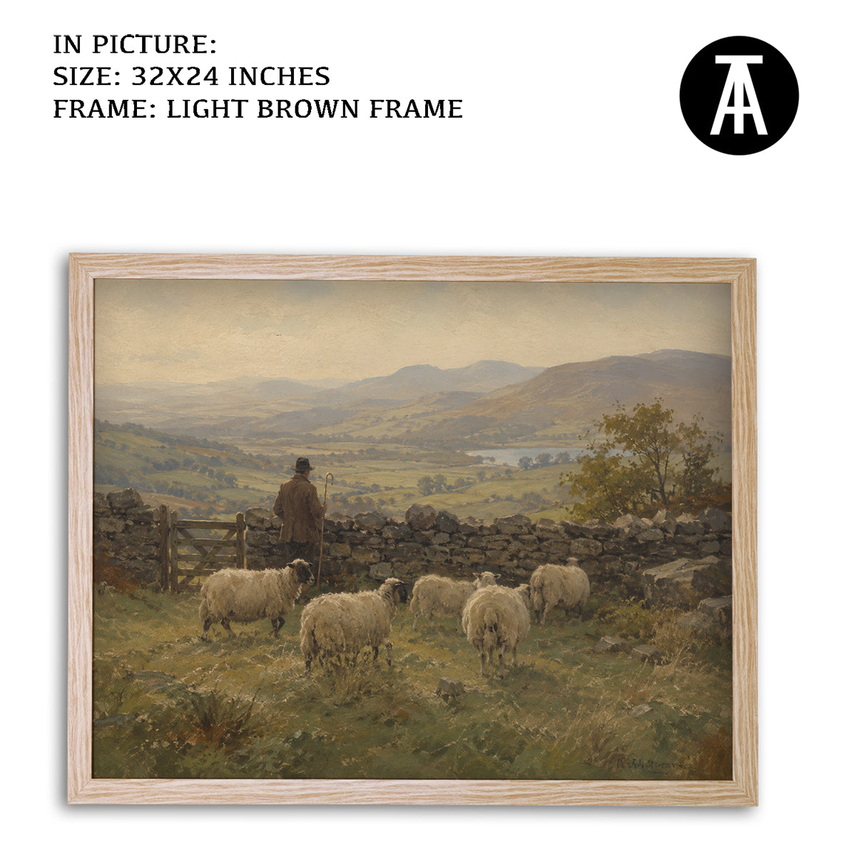 Artwork in Light Brown Frame