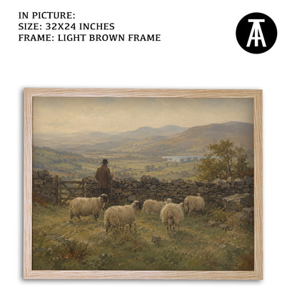 Artwork in Light Brown Frame
