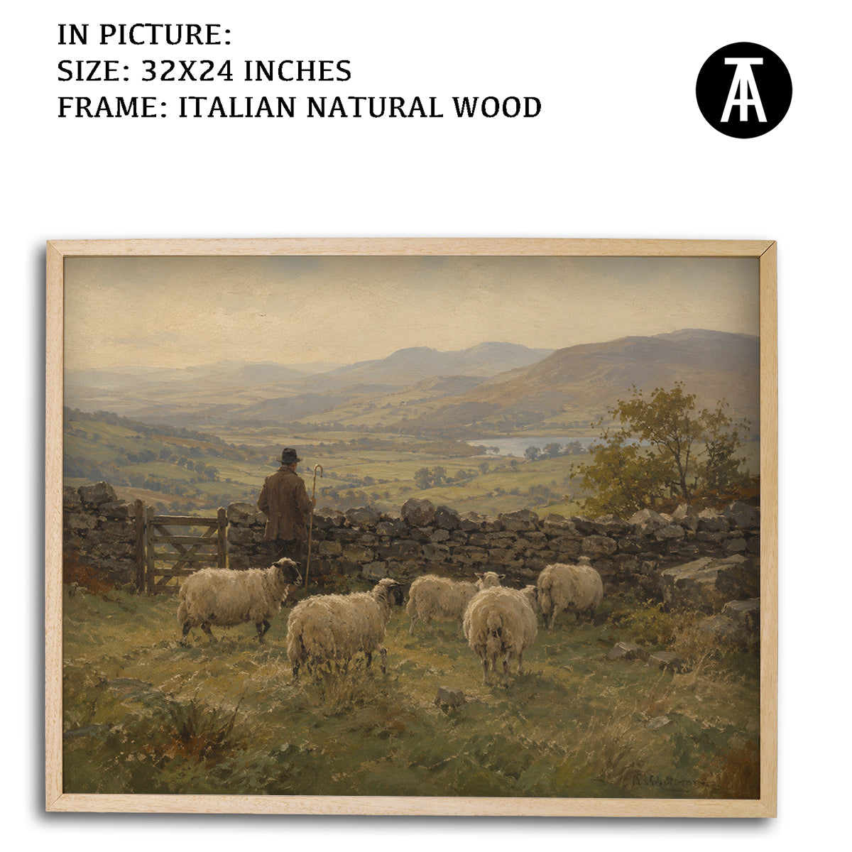 Artwork in Natural Wood Frame