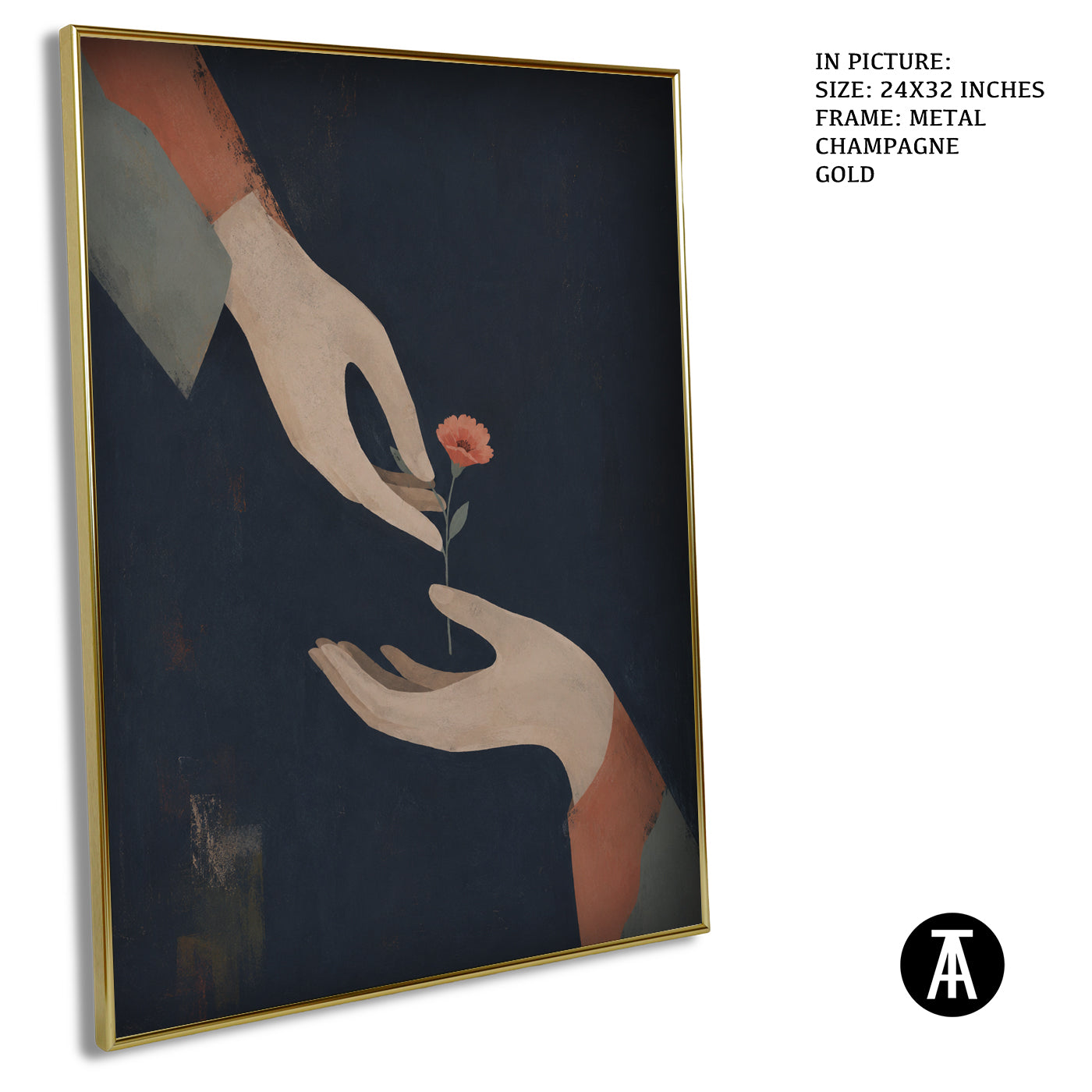 Artwork in Metal Champagne Gold Frame