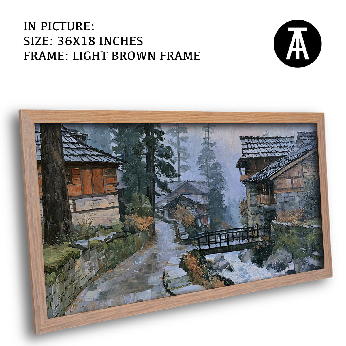 Artwork in Light Brown Frame