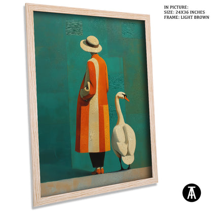 Artwork in Light Brown Frame