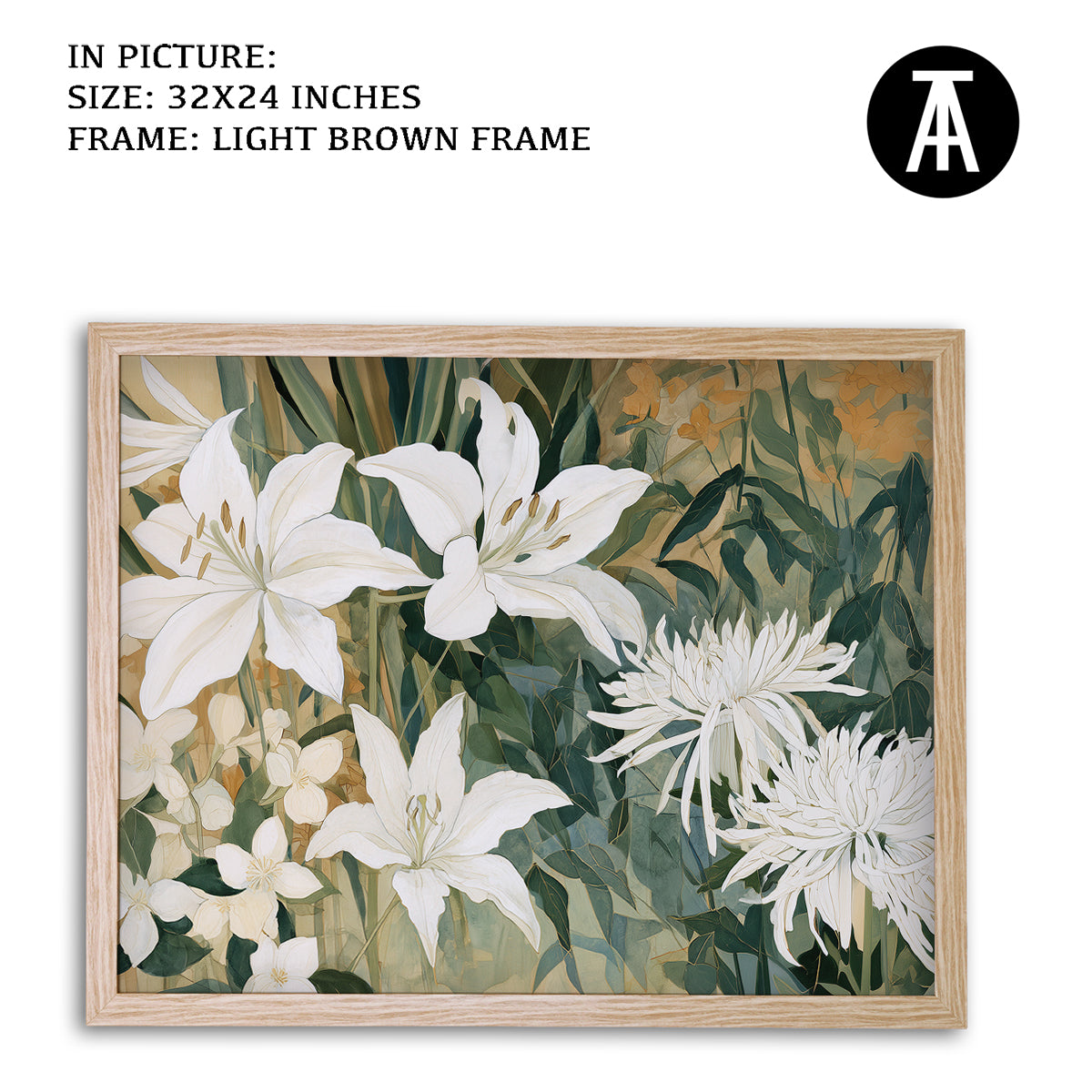 Artwork in Light Brown Frame