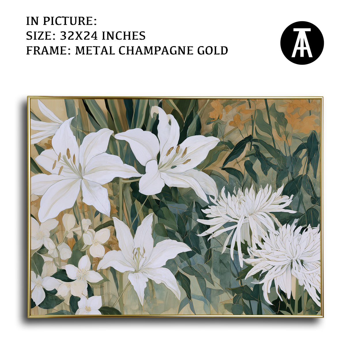 Artwork in Metal Champagne Gold Frame