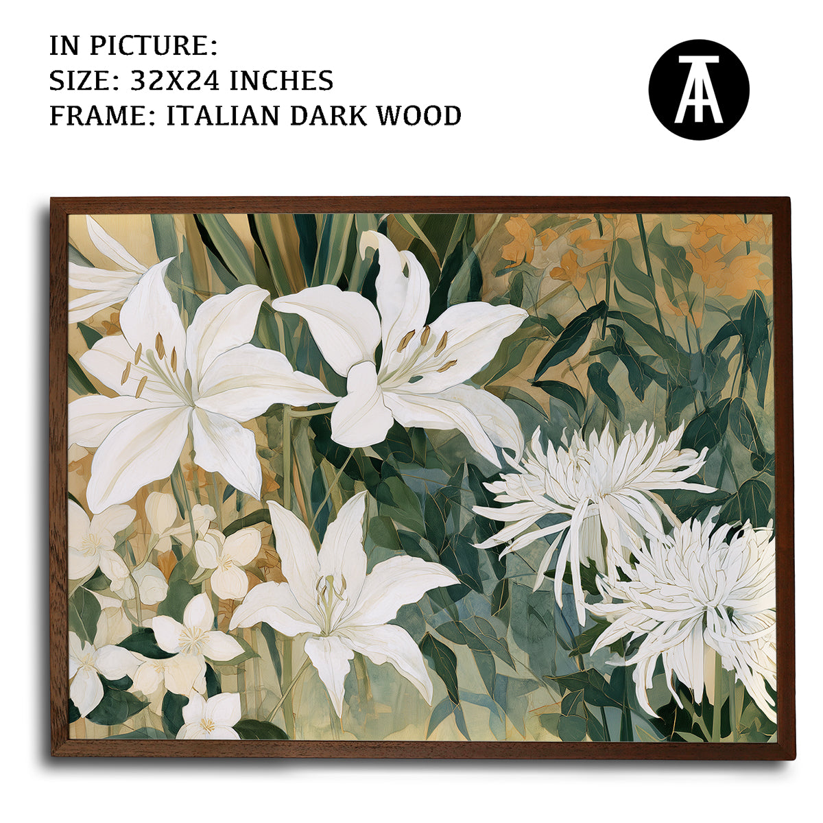 Artwork in Dark Wood Frame