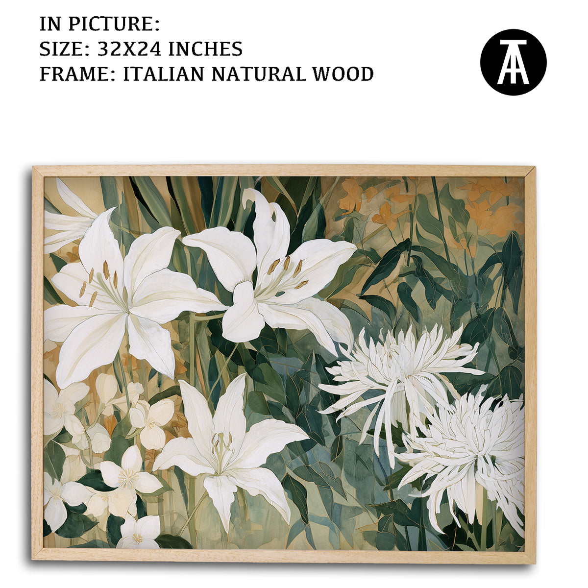 Artwork in Natural Wood Frame