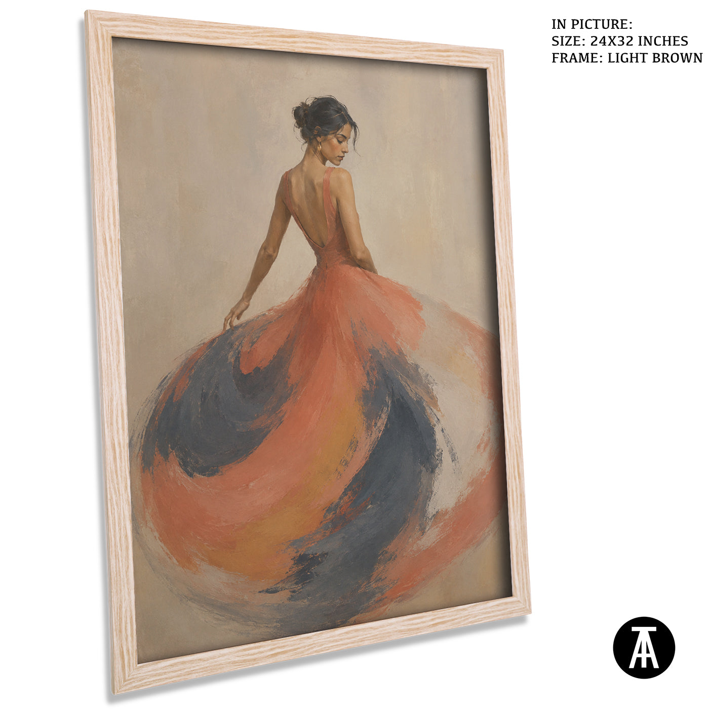 Artwork in Light Brown Frame