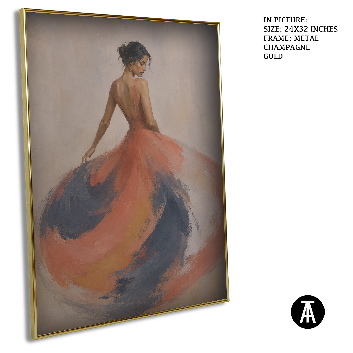 Artwork in Metal Champagne Gold Frame