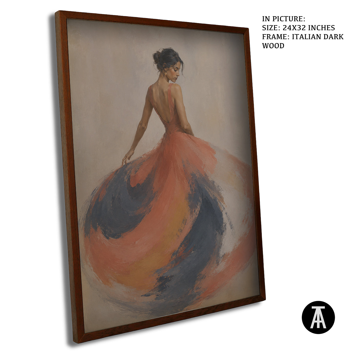 Artwork in Dark Wood Frame