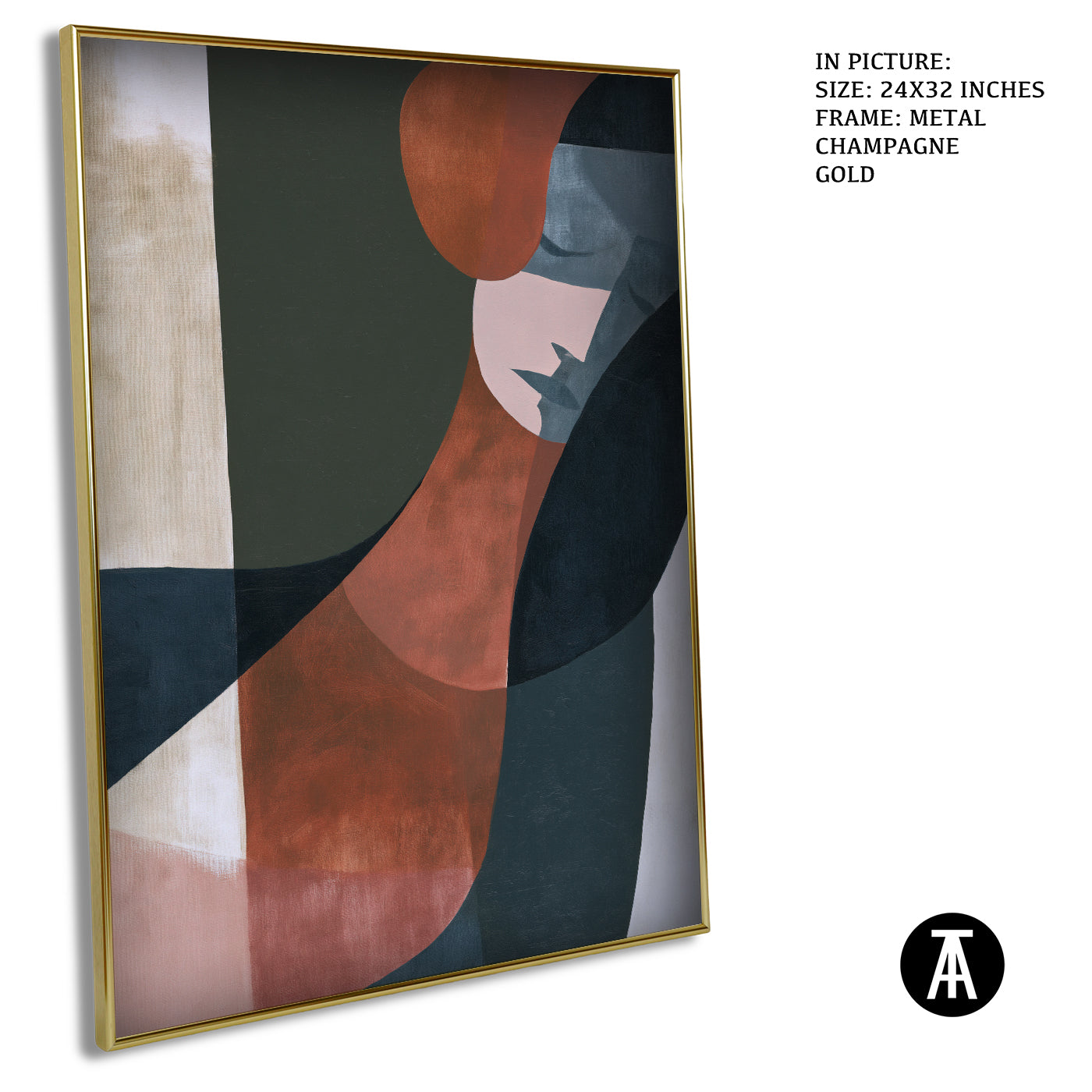 Artwork in Metal Champagne Gold Frame