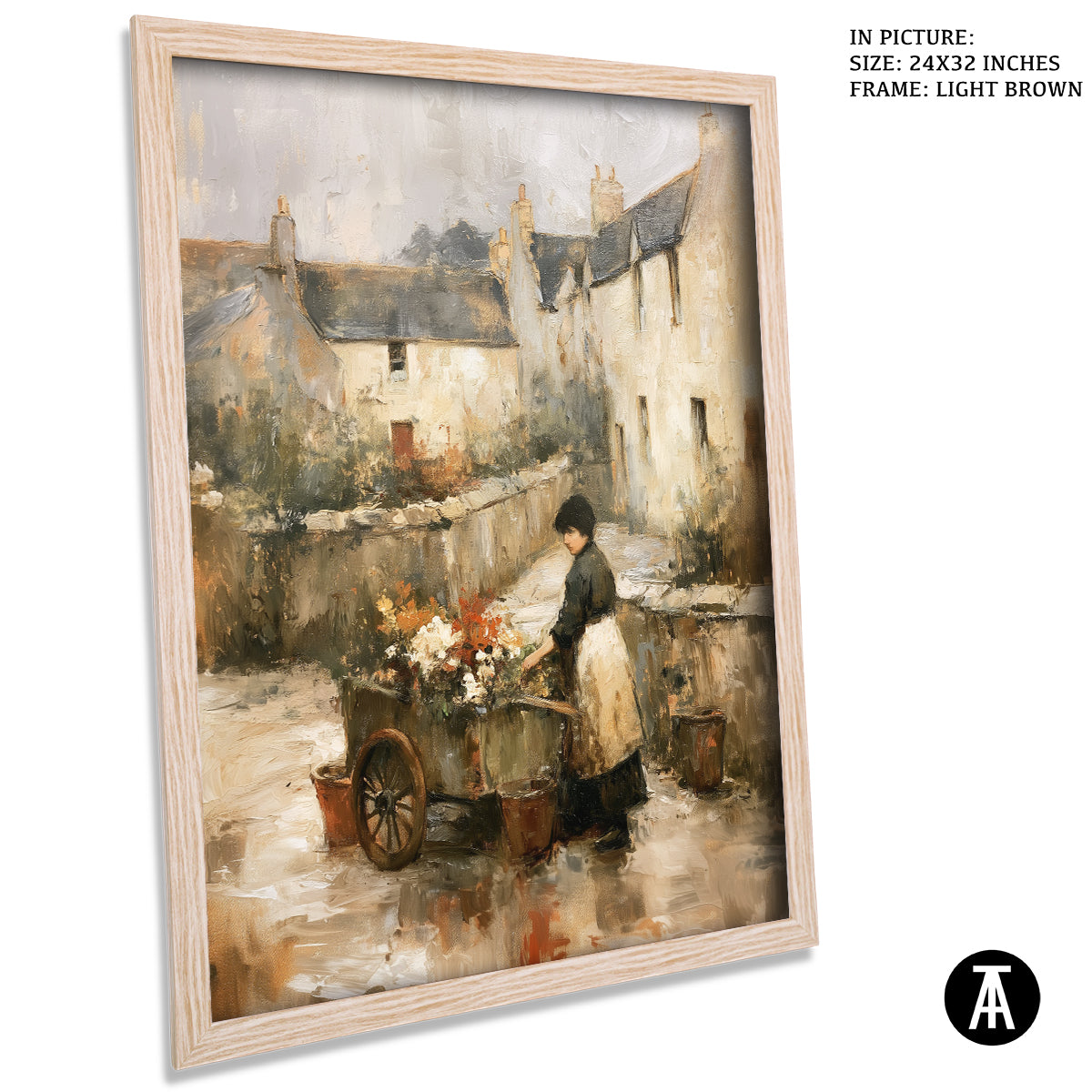 Artwork in Light Brown Frame