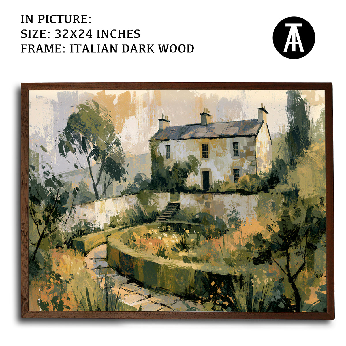 Artwork in Dark Wood Frame