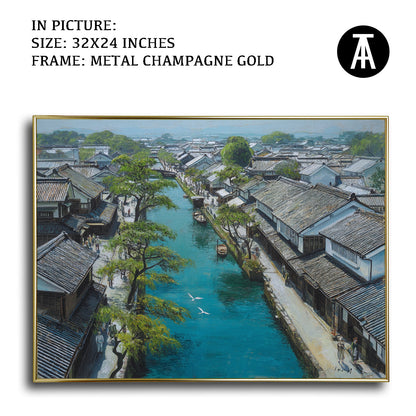 Artwork in Light Brown Frame