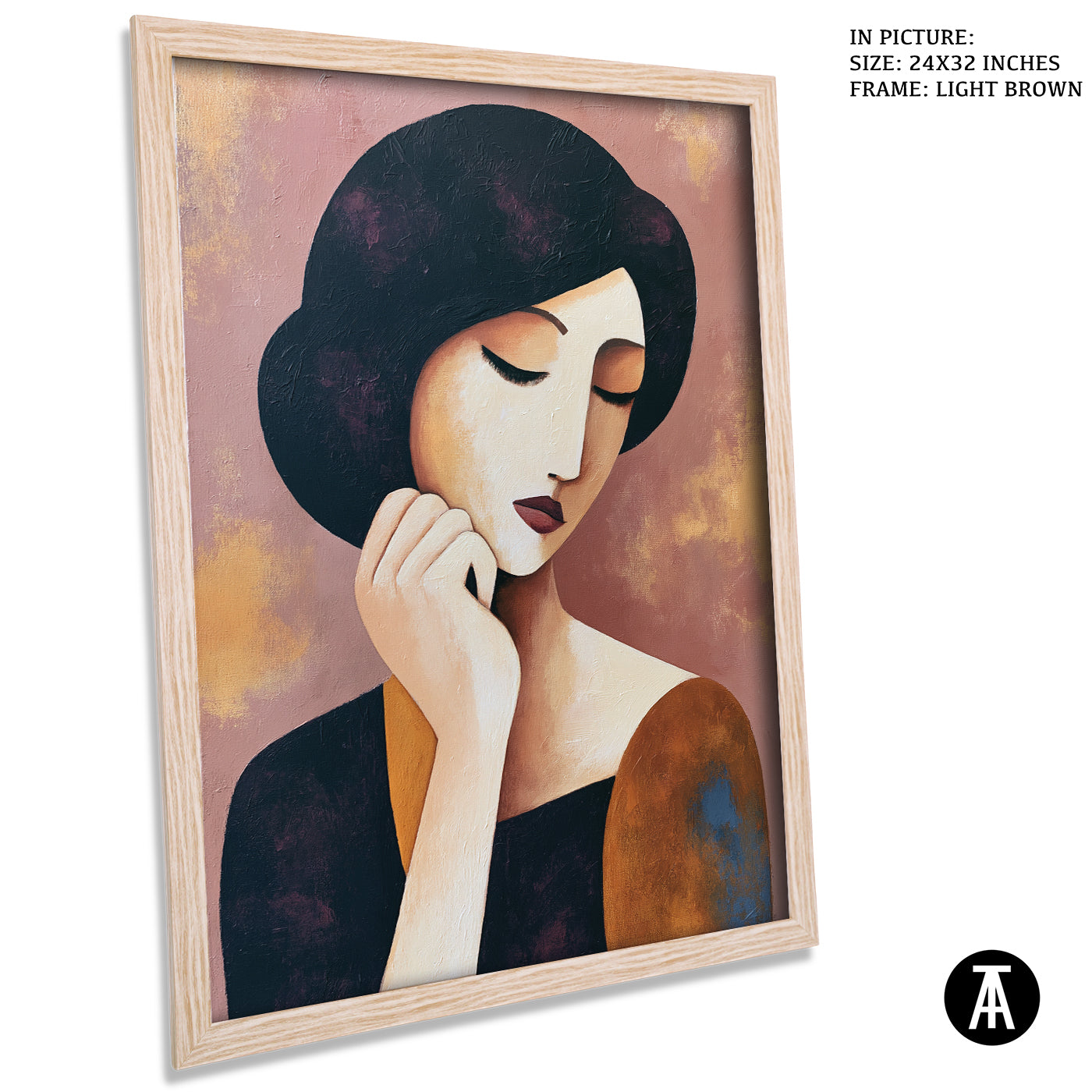 Artwork in Light Brown Frame
