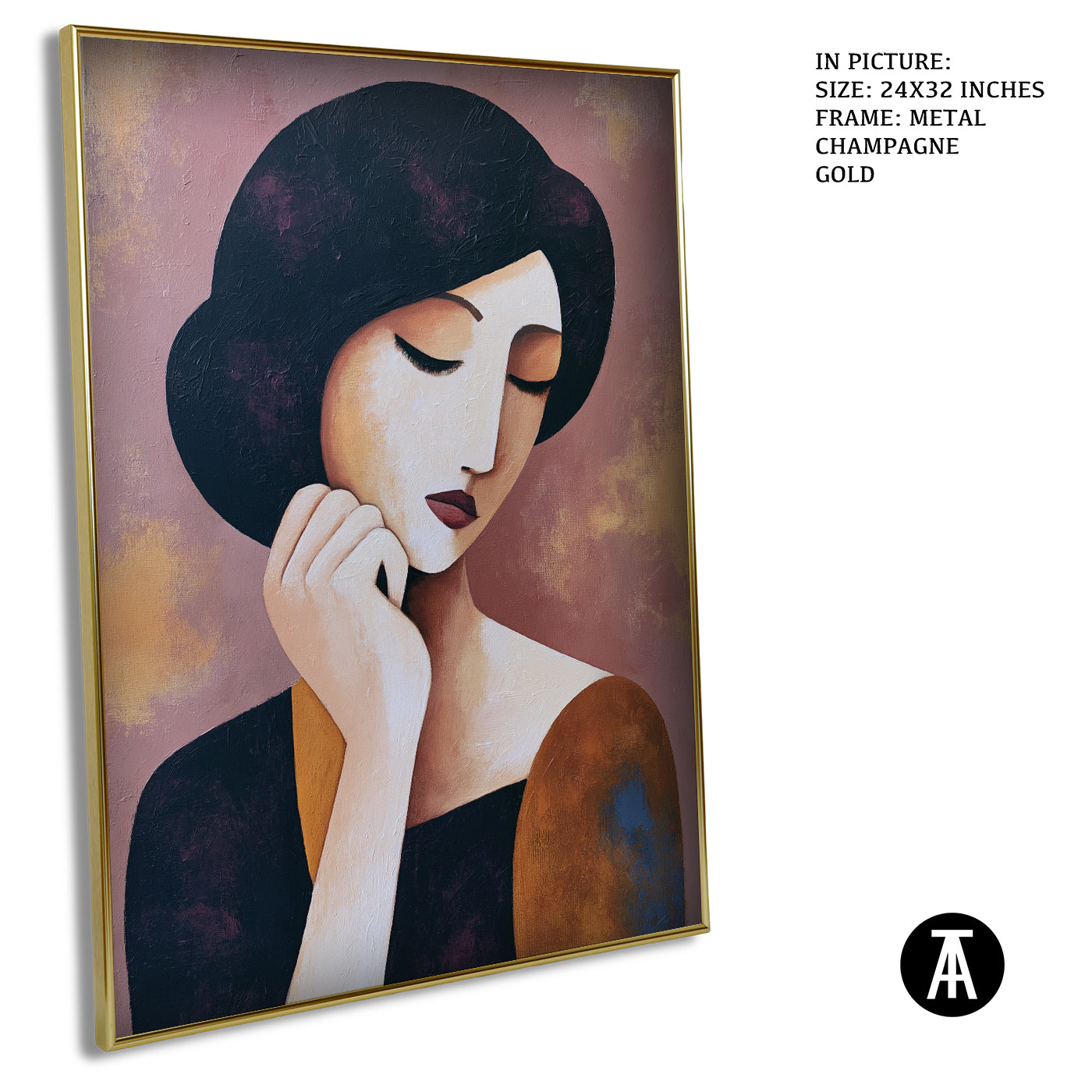 Artwork in Metal Champagne Gold Frame