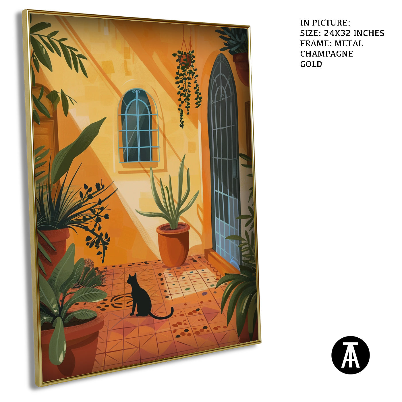 Artwork in Metal Champagne Gold Frame