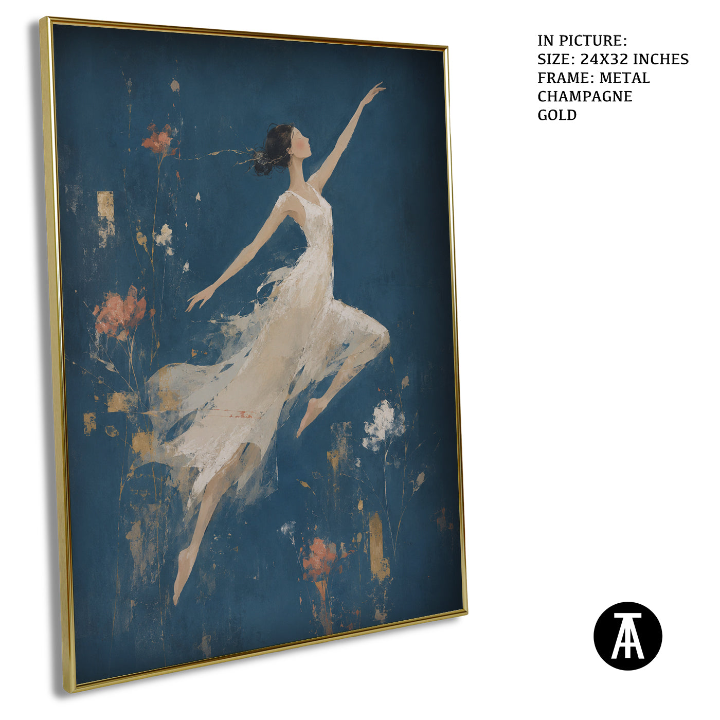 Artwork in Metal Champagne Gold Frame