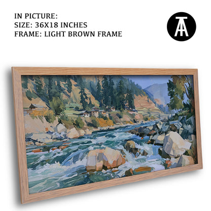 Artwork in Light Brown Frame