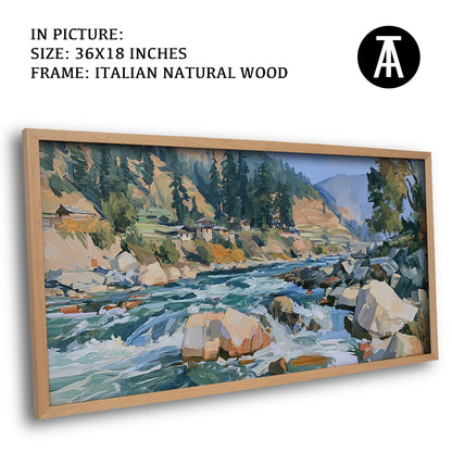 Artwork in Natural Wood Frame