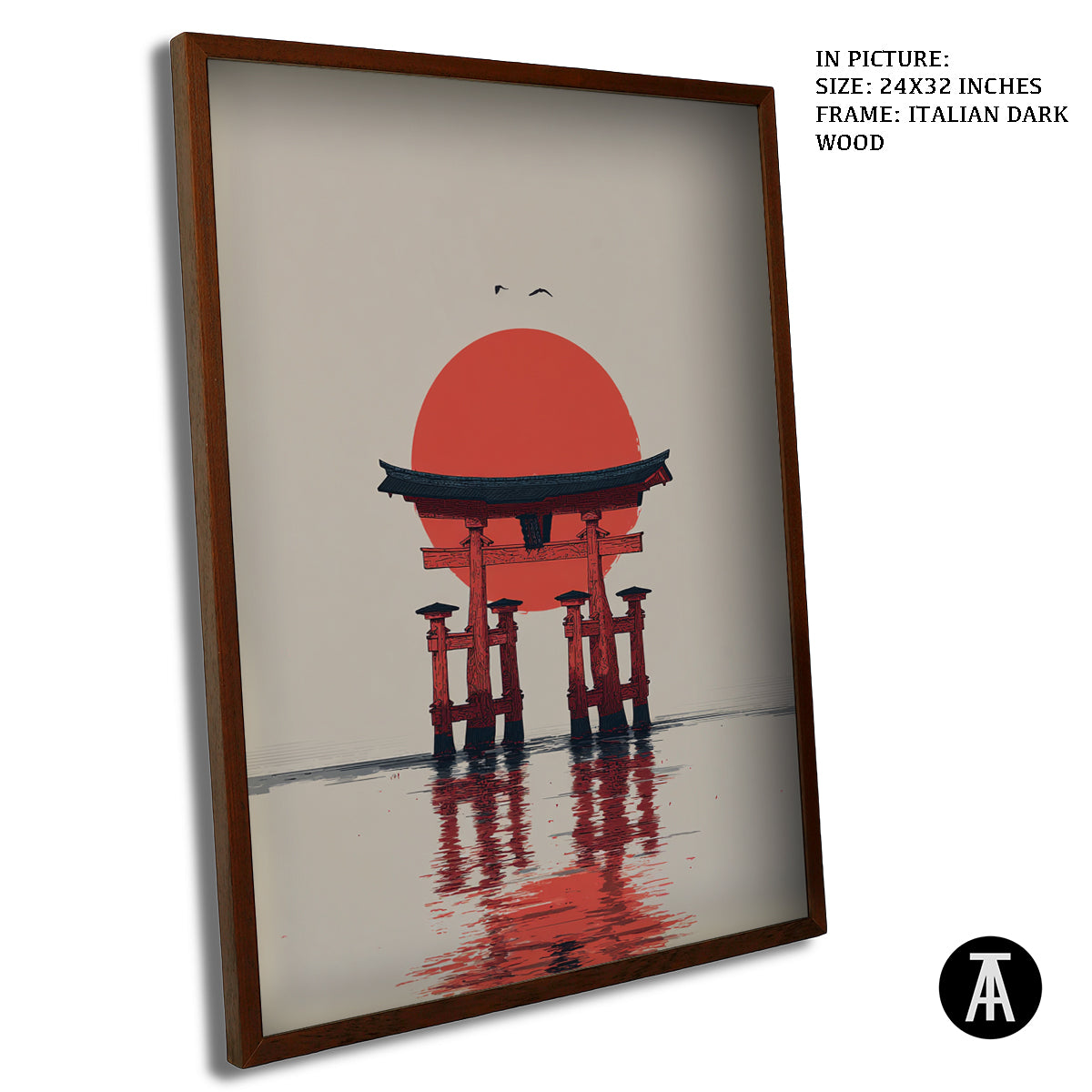 Artwork in Dark Wood Frame