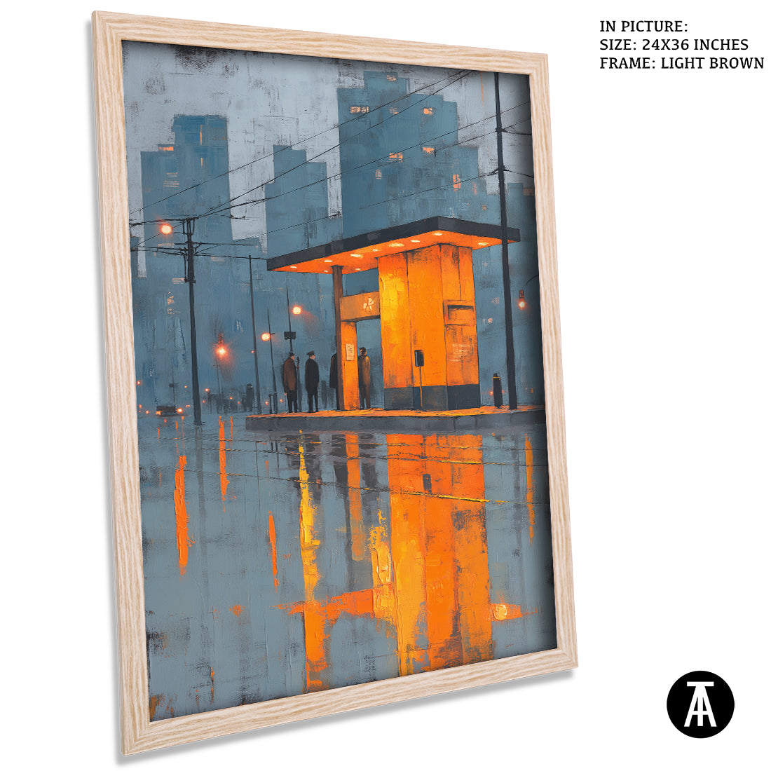 Artwork in Light Brown Frame