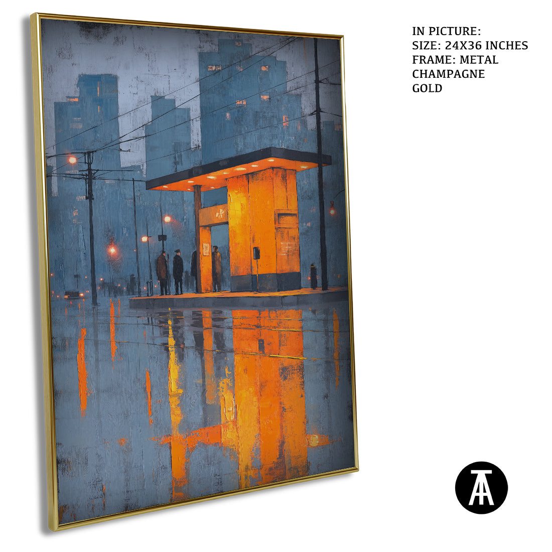 Artwork in Metal Champagne Gold Frame
