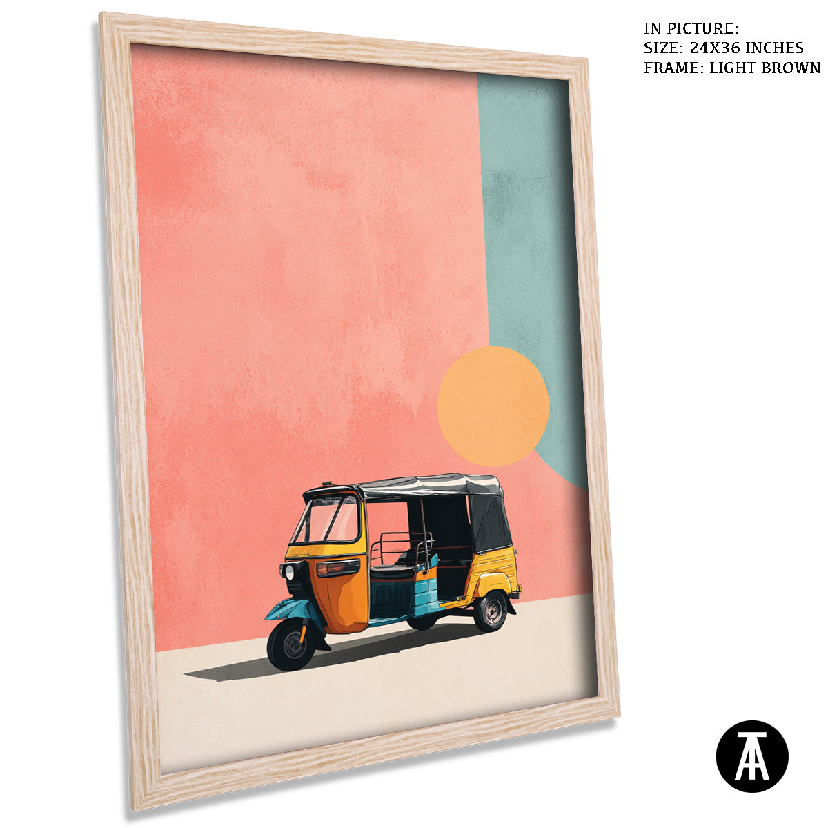 Artwork in Light Brown Frame