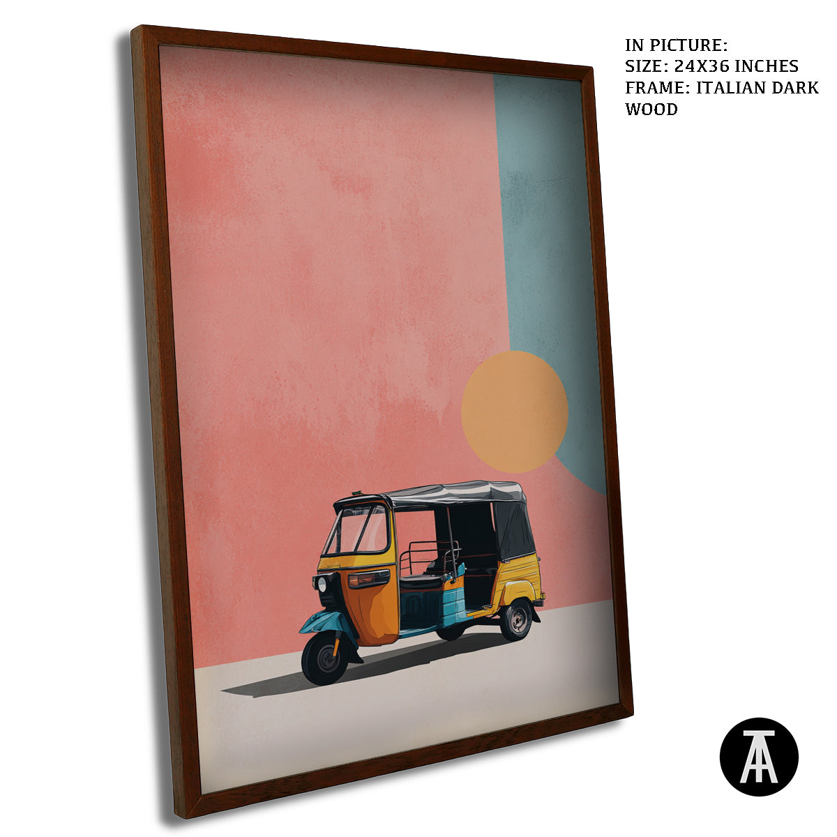 Artwork in Dark Wood Frame