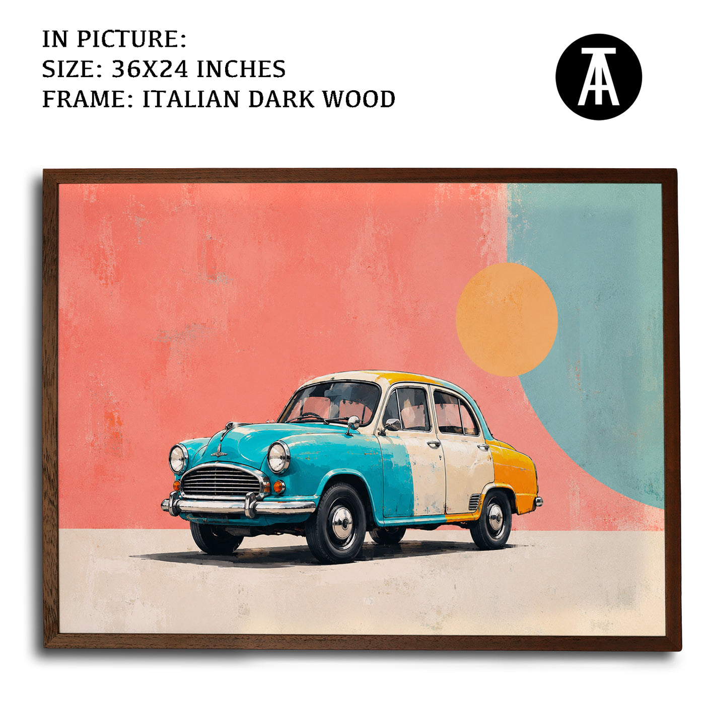 Artwork in Dark Wood Frame